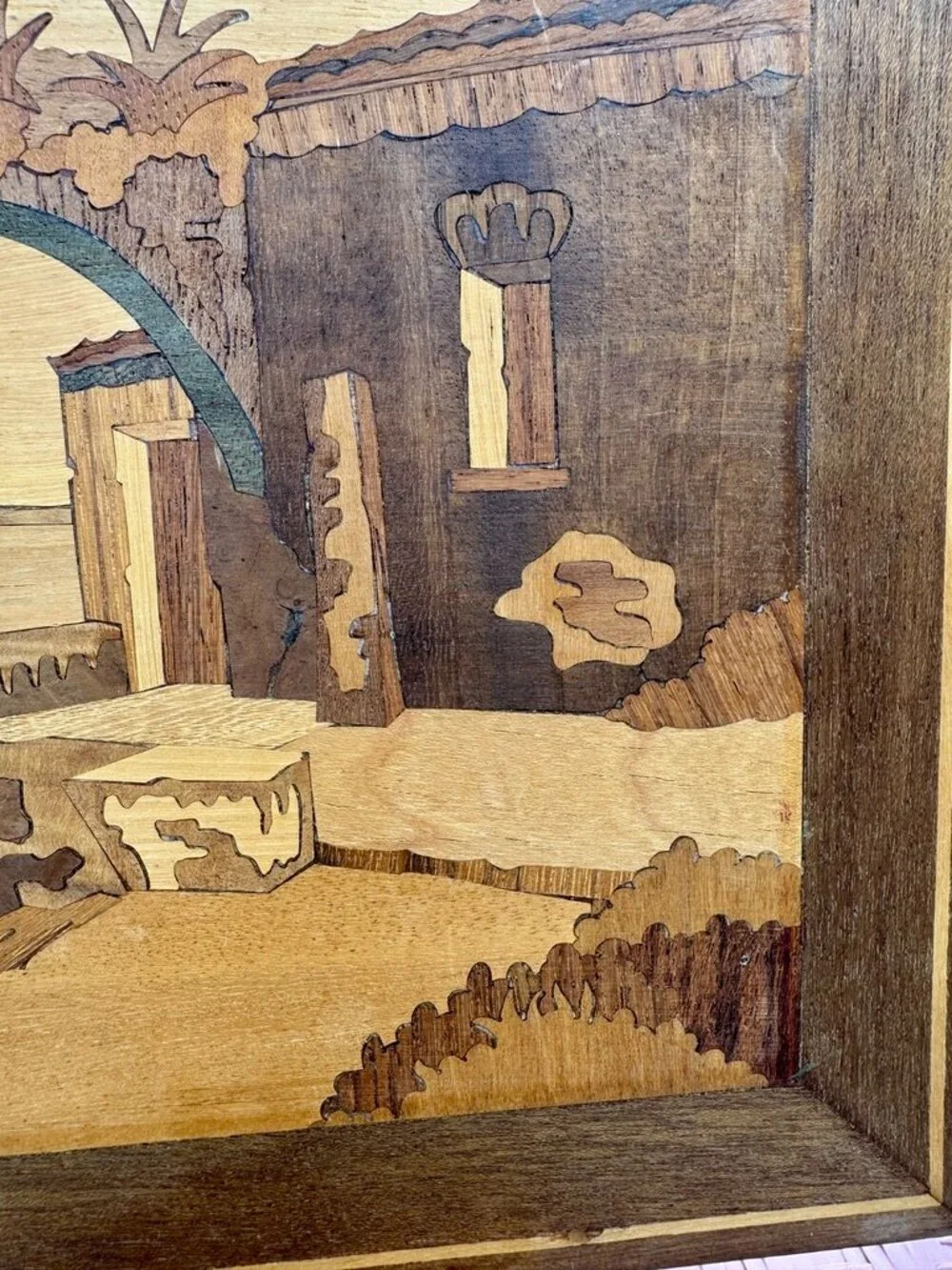 Vintage Landscape Marquetry Wood Wall Art of Sorrento, Italy - Picture 5 of 8